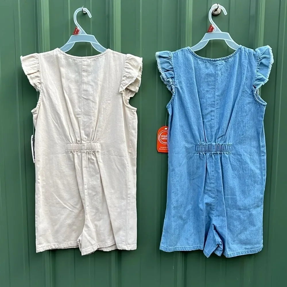Girls T-Shirts Shorts & Denim Rompers 8-Piece Summer Bundle Size M